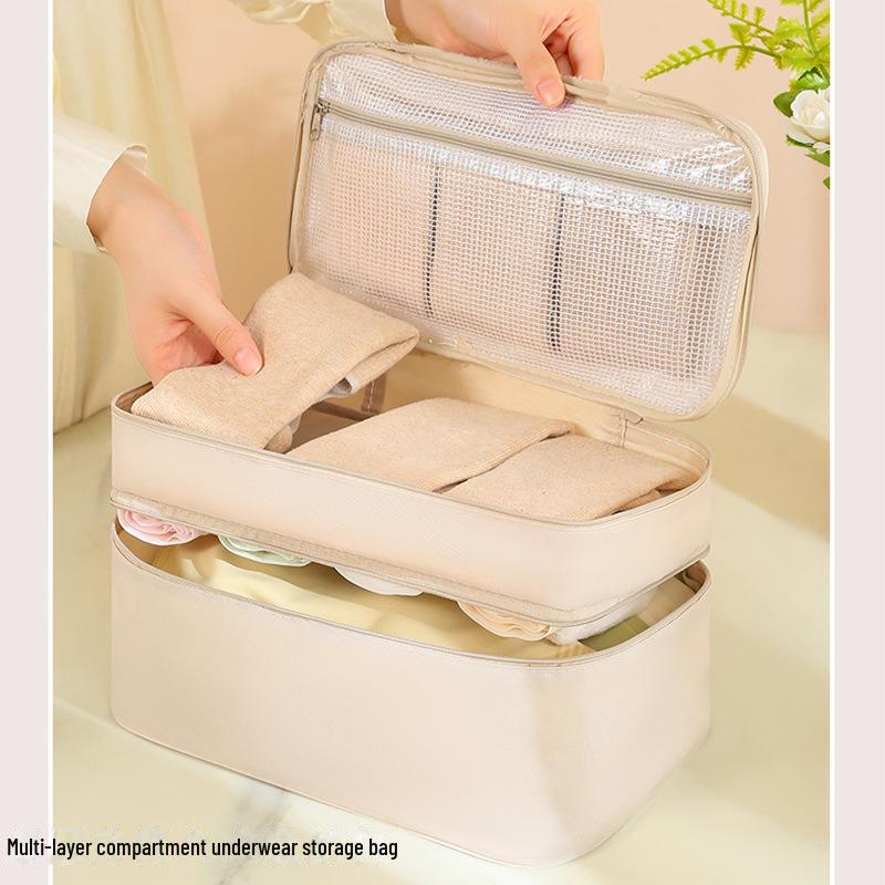 Two-Layer Travel Organizer for Underwear, Socks, Bras, and Accessories