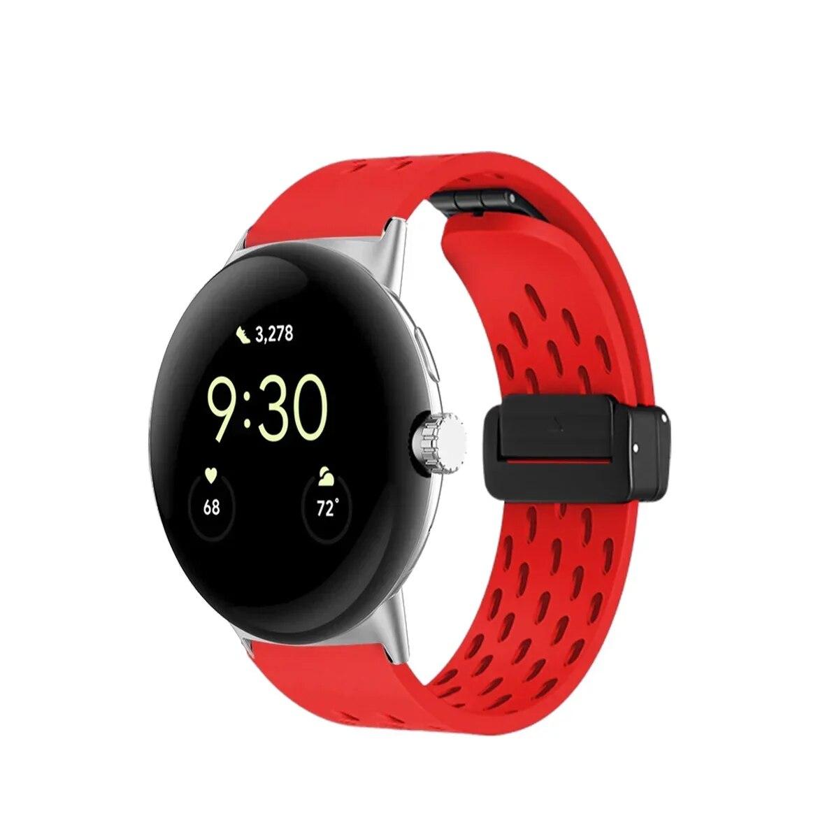 Silicone Magnetic Strap for Google Pixel Watch 2 Band Accessories Soft Sport Smartwatch Silicone Bracelet for Pixel Watch 1 For Pixel Watch 1 красный