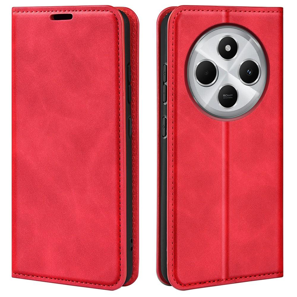 

Для Xiaomi Poco C75 4G/Redmi 14R 5G/14C 4G Чехол Кожаный Кошелек Чехол для Телефона с Тактильной Поверхностью Red