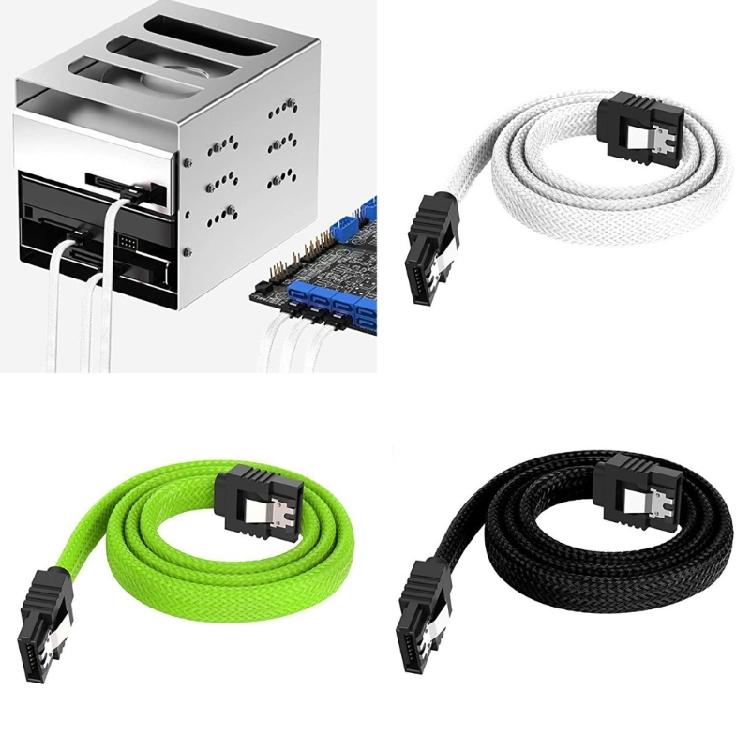 Nylons Braideds SATAIII Cable 50cm Color Matcheds Secure Lock Clip Low Profile Connectors For PC Components