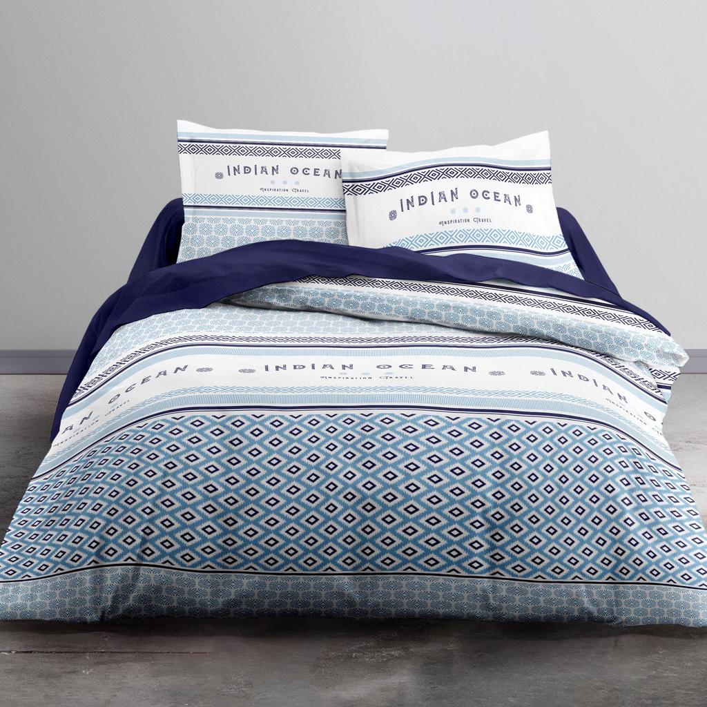 Parure housse de couette taie d'oreiller india blue, réversible avec coton recyclé bleu imprimé Vertbaudet | La Redoute Parure housse de couette taie d'oreiller india blue, réversible avec coton recyclé bleu imprimé Vertbaudet | La Redoute