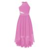Kids Girls Shiny Rhinestone Party Dress Sleeveless Ruched Chiffon Dress High Waist Elegant Evening Formal Prom Dresses