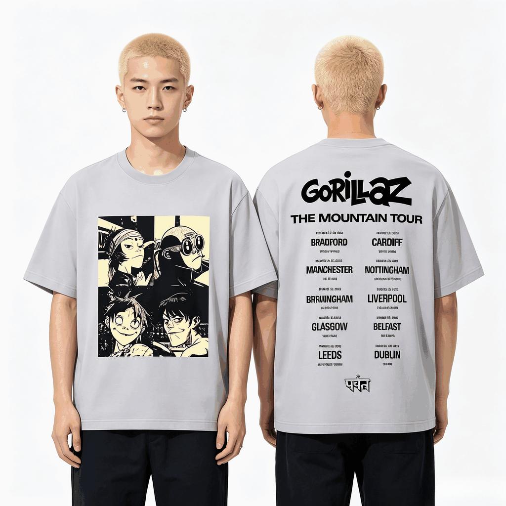 Summer Hot Sale Rock Band Gorillaz The Mountain Tour 2026 Graphic T Shirt Unisex Vintage Top Hip Hop Streetwear Oversized Tshirt