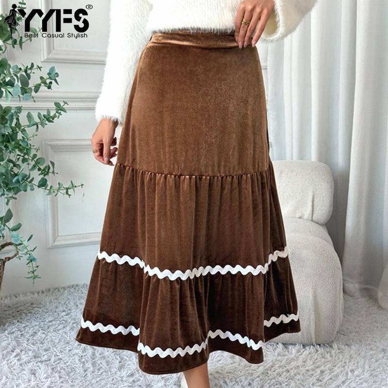 YYFS Women's Lace Print Casual Summer Spring Skirts