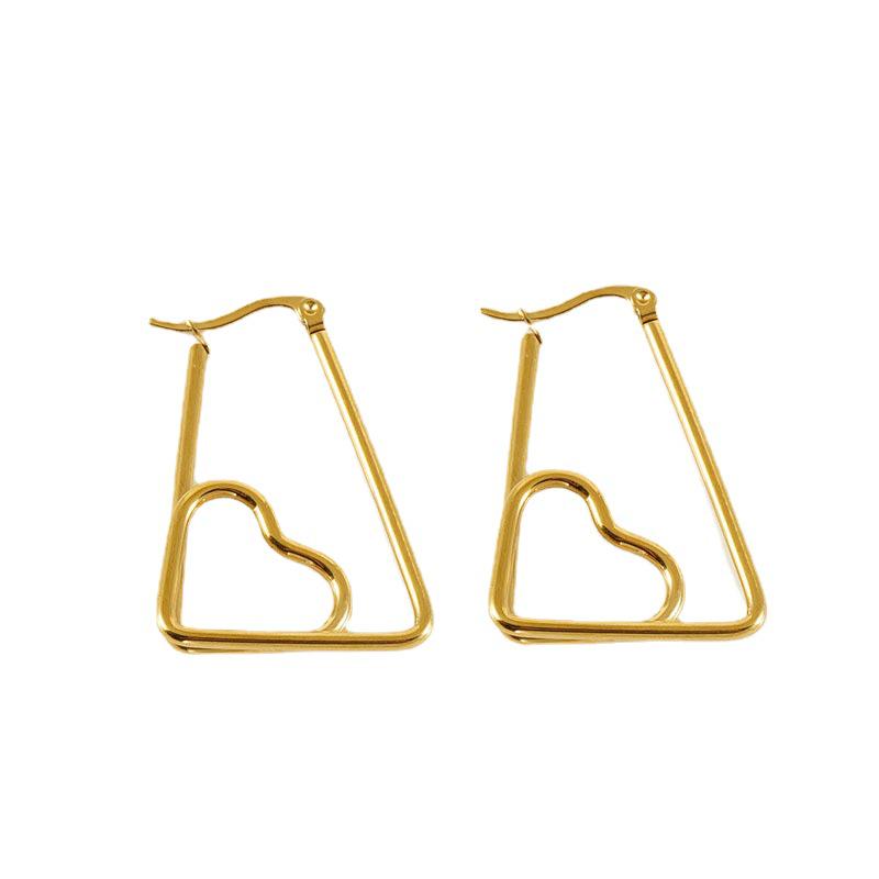 Minimalist Titanium Steel Heart Earrings - Luxury Irregular Design for Women