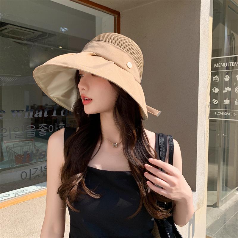 Extended brim sun protection hat women's new summer UV protection vinyl fashion sun hat outdoor sun hat