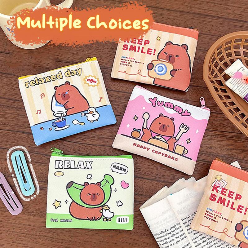 Cartoon Capybara Coin Purse Pouch Cute Wallet Portable Waterproof Mini Storage Bag Lipstick Key Earphone Organizer For Kids Gift