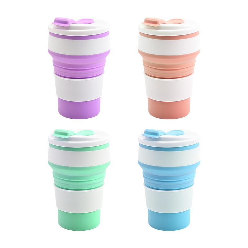 Silicone Folding Cup, Hot Drink Cup, Camping Travel, Portable, Anti-Drop Drinking Milk, High-Temperature Resistant Straw Cup