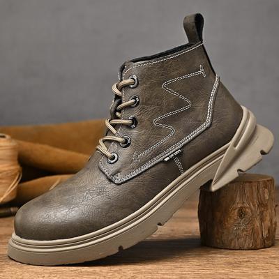 Trendige Arbeitsstiefel High-End Herren Echtlederstiefel Winter High Top Schuhe Plüsch Baumwollstiefel Herren Outdoor Wanderstiefel