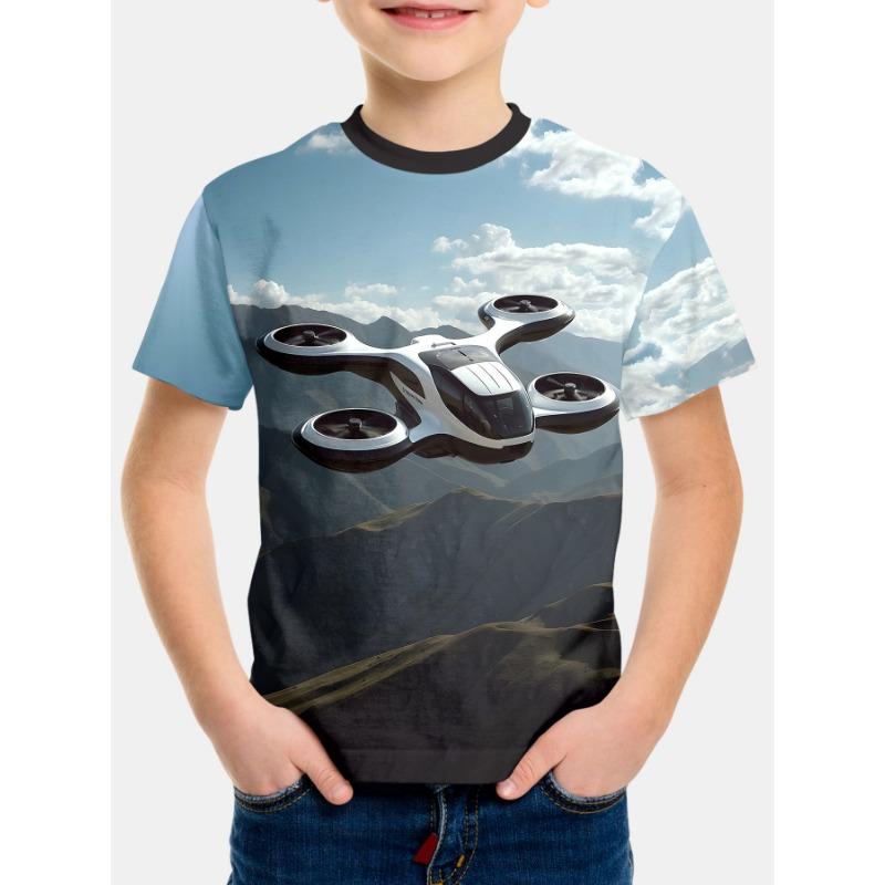 Summer Round Neck 3D Cartoon Pattern Printed T-shirts Fashionable Casual Short Sleeved Children's Boy T-shirts