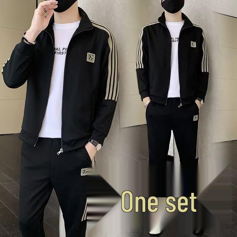 2025 Men's Casual Sports Hoodie and Joggers Set with Three Stripes
