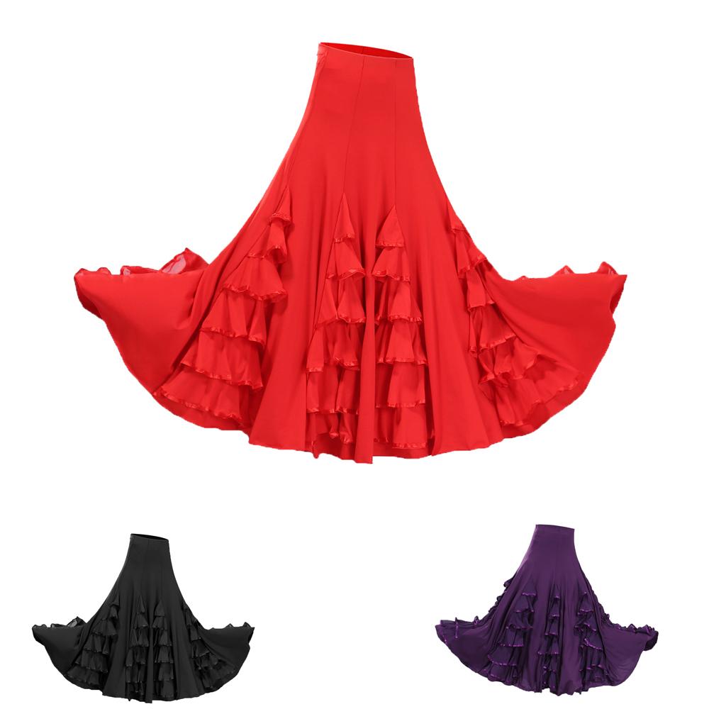 Ballroom Dance Dresses Practise Dancing Dress Modern Waltz Tango Skirt - Purple, As Described