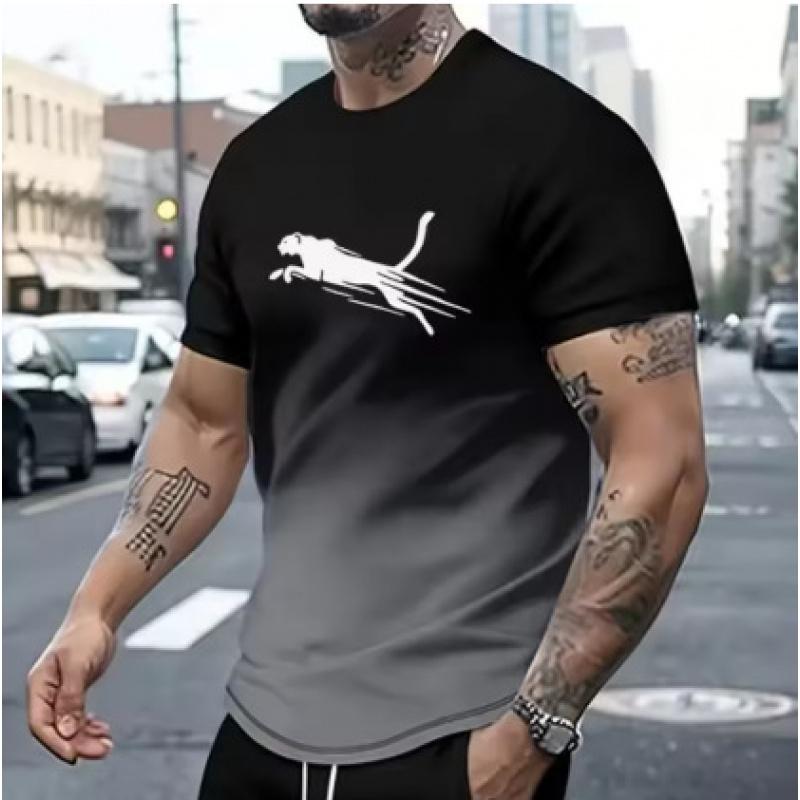 Men's Animal Pattern T-Shirt Printed Shirt Men's Sports Casual Trendy Fashion Short Sleeve T-Shirt