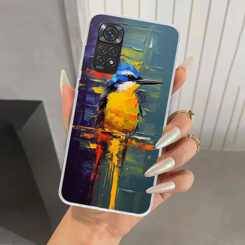 Animal Oil Painting Bird Phone Case for Xiaomi Redmi Note 15 14 14S 13 12S 12 Pro 11S 11 Plus 11T 11E 10S Soft Funda Print Shell