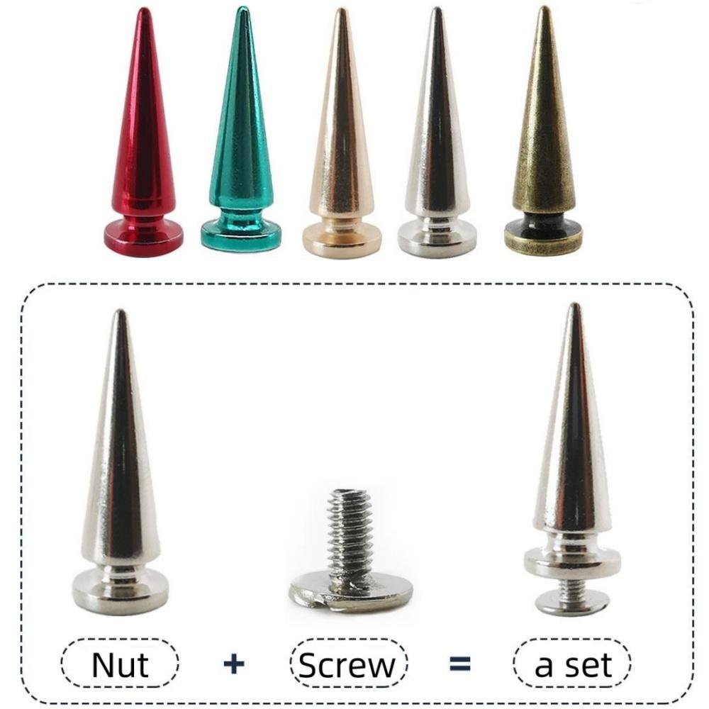 10 Sets Copper Bullet Rivets With Metal Screws – 10x26/29mm For Leather Crafts, Bags, Jeans, Canvas – 5 Colors (Green/Red/Bronze/Gold/Silver)