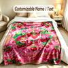 Manta Suave con Tema de Jardín Floral Personalizada con Nombre y Texto Impreso Manta Cálida Decoración para Sofá del Hogar Dormitorio
