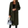 QICED Women's Coat Versatile Tweed Coat Solid Colour Long Sleeve Double Breasted Plug Pockets