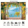 2D Italian Coastal Backdrop with Open Window, Lemons and Sea View Decor