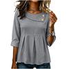 Women's Color Casual Button Down Long Sleeve Blouse with Round Neck
