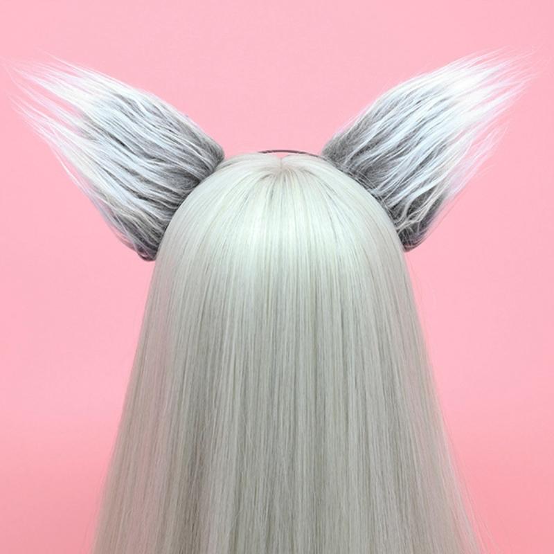 Wolf Tail Adjustable Belt Foxes Ears Hairband Plush Animal Tail Halloween Cosplay Accessories for Carnivals Parties