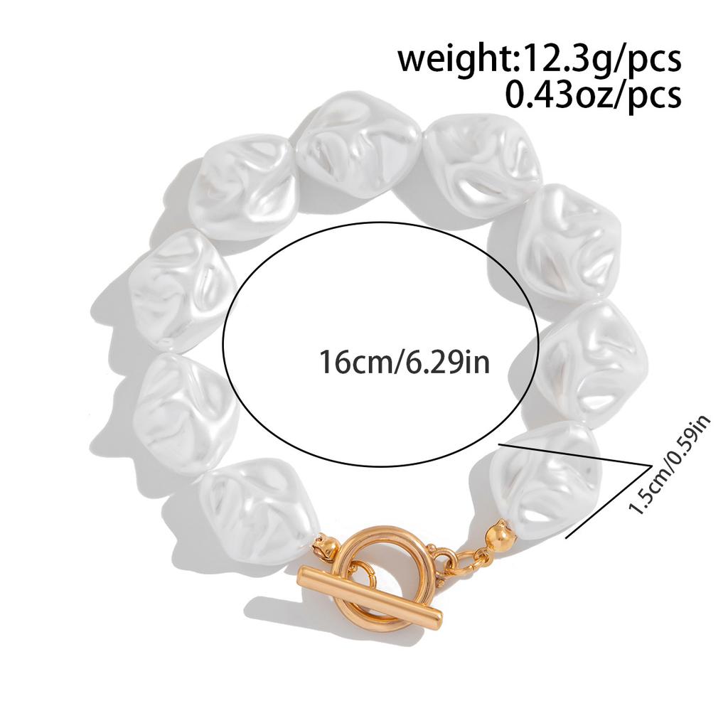 Fashion Irregular Special-shaped Pearl Necklace, Light Luxury Metal Collarbone Chain Set