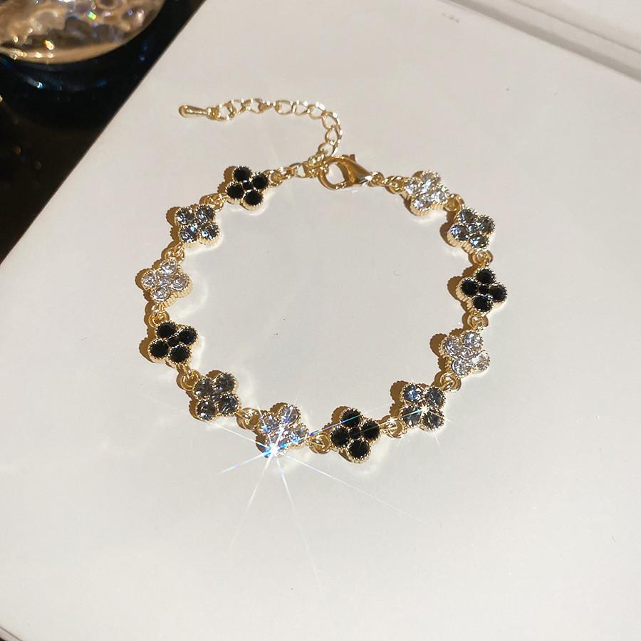 Elegant Floral Jewelry Bracelet For Women With Alloy And Crystal Accents