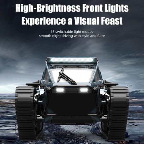 2.4GHz Remote Control Tank with LED Light Rechargeable RC Drift Stunt Car