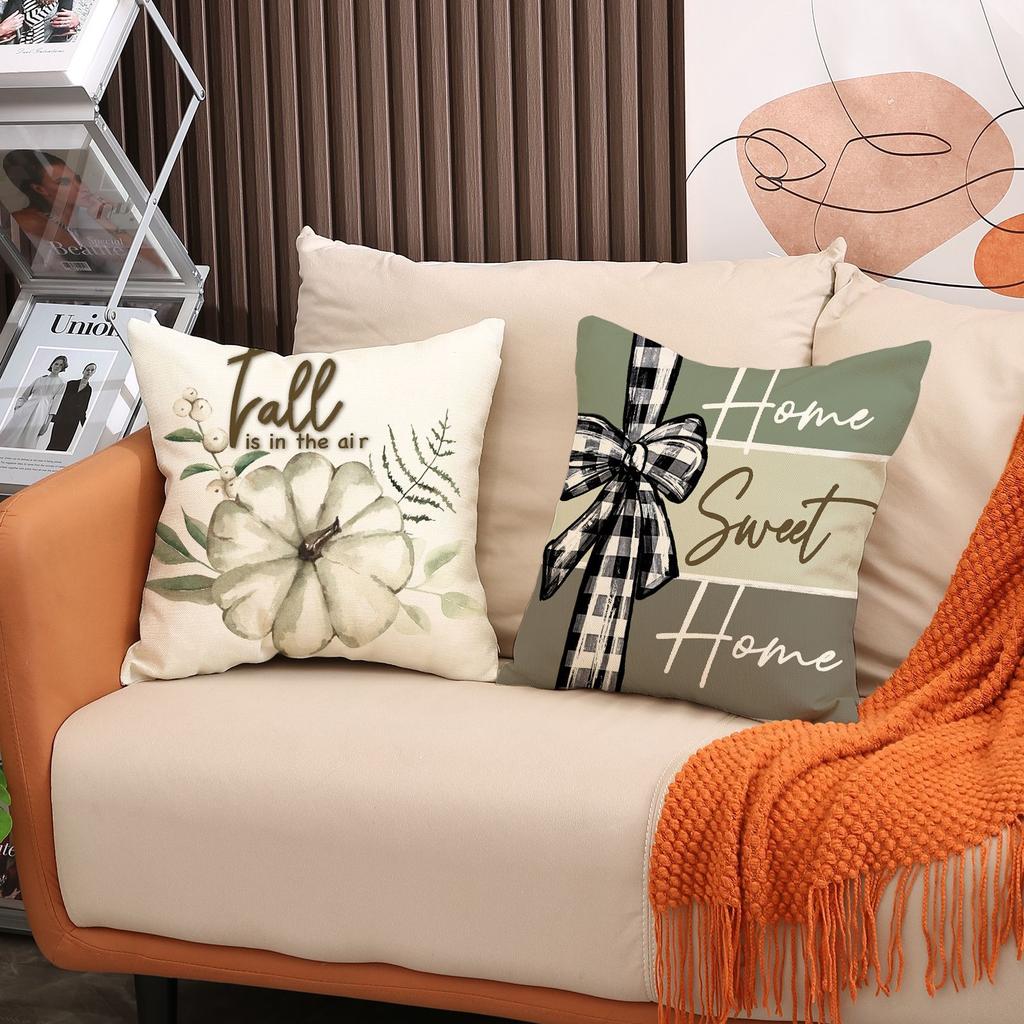 Herbst Neu Kürbis Kissenbezug Wohnzimmer Dekoration Leinen Druck Kissenbezug Thanksgiving Sofakissen