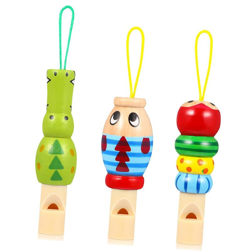 3PCS Cartoon Wooden Animal Whistles Kids Musical Toys Montessori Educational Birthday Gifts Party Favors Noise Makers