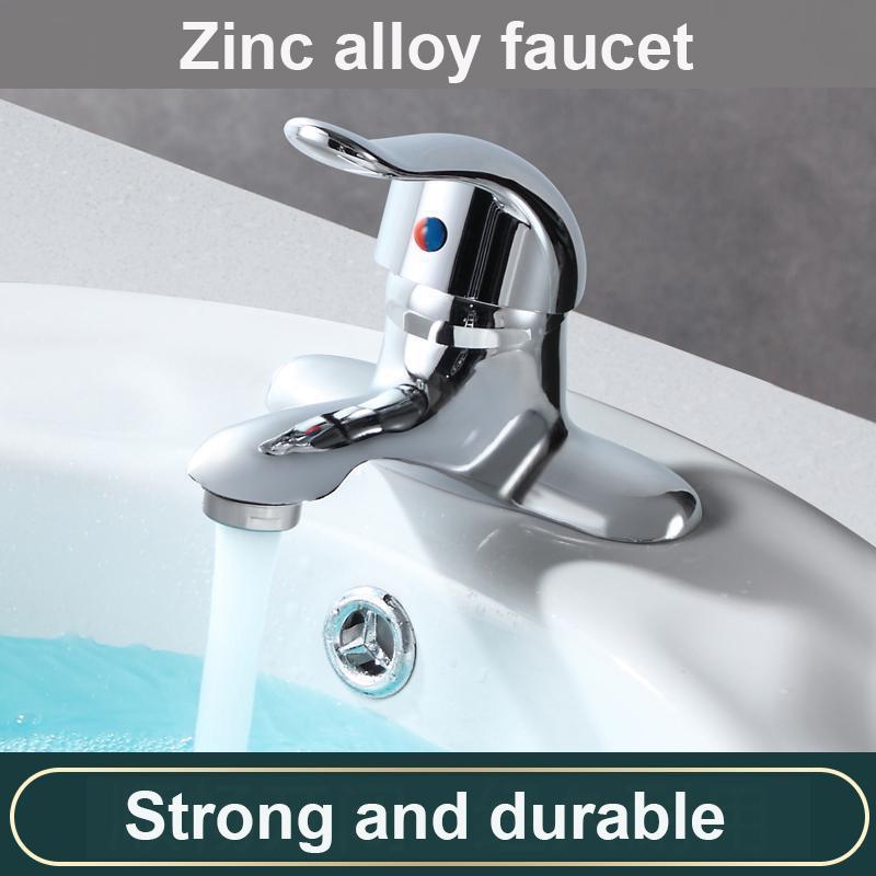 Zinc Alloy Bathroom Double-Hole Washbasin Faucet Hot And Cold Water Faucet Bathroom Sink Mixing Valve Switch Sink Mixer Tap