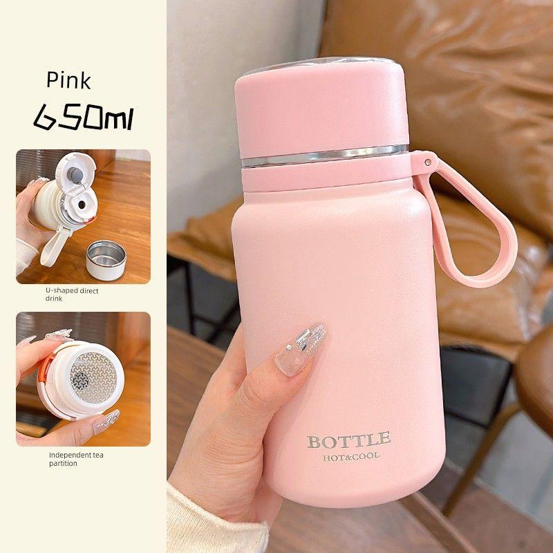 Simple Large-Capacity Thermos Cup for Girls, High-Looking 2024 New Style Water Cup, Portable Cold-Keeping Cup for Men, Car-Mounted Tea Cup