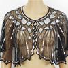 Delicate Sequins Adorned Capelet Shoulder Wrap Breathable Mesh Fabric Scarf Shawl With Intricated Beadwork Design