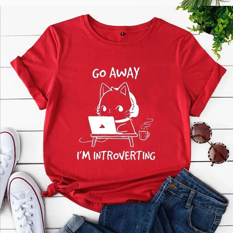 Tshirt Clothes for Unisex Ladies Tees Summer Cartoon Anime Top Tshirt Go Away Im Introverting Game Bunny Fashion Unisex Tshirt S