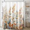 1 Autumn leaves print shower curtain, polyester fabric, with hooks, machine washable, unlined, cartoon pattern for bathroom