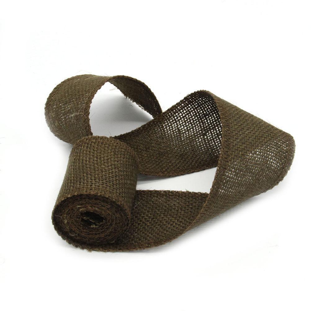 Black Jute Burlap Ribbon Roll 2M Length 6Cm Width Natural Texture for Christmas Wedding Wreath Craft Decoration Burlap Ribbon