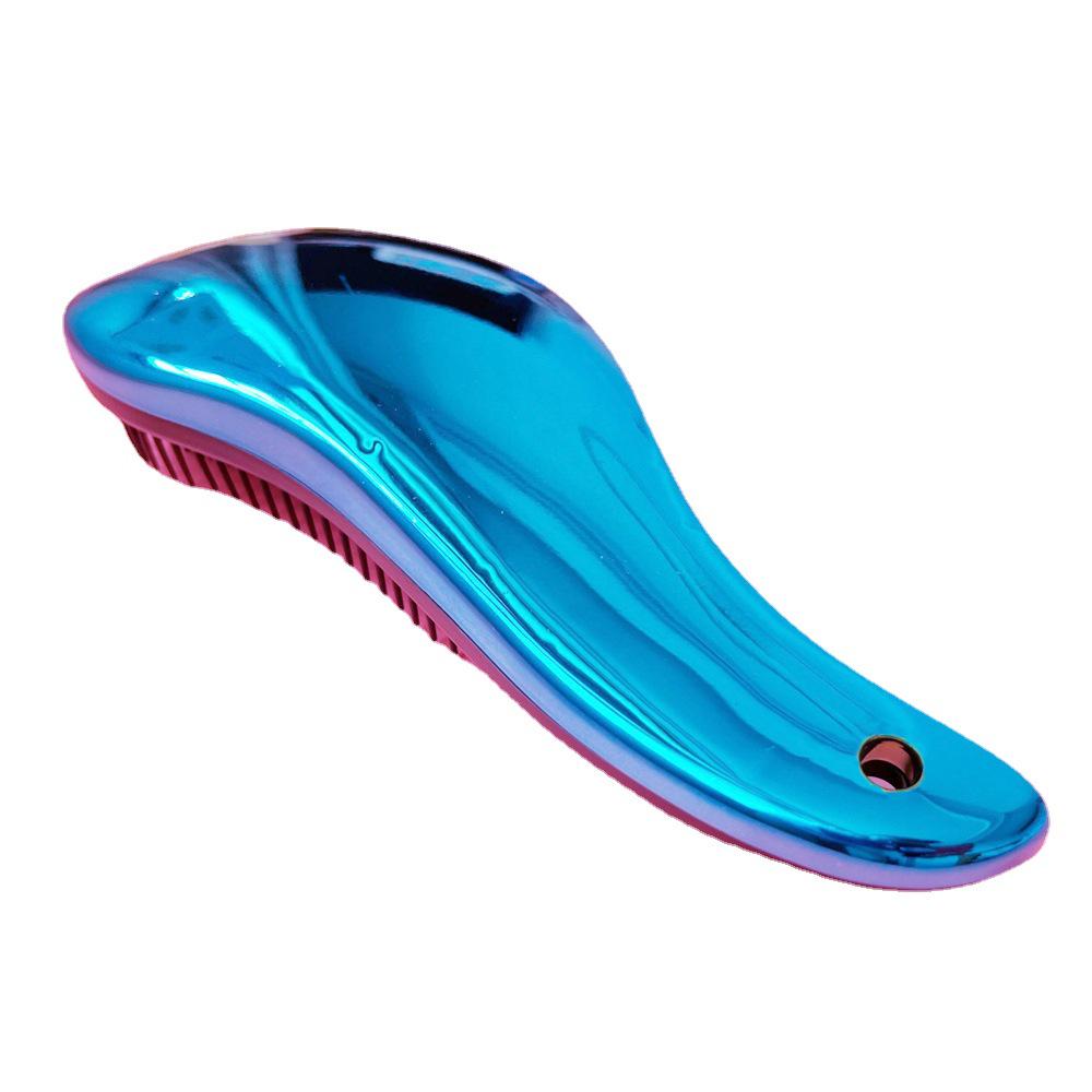 Portable Anti-Knot Hairdressing Comb: Air Cushion, Massage & Curling with Electroplated Finish for Smooth Hair