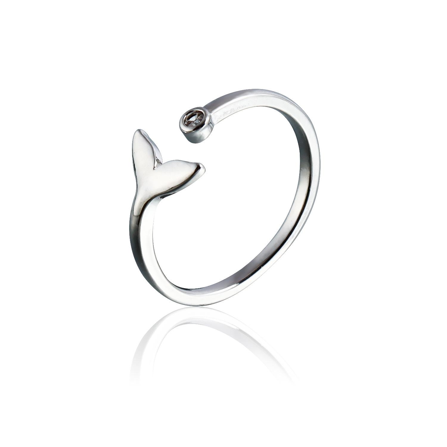 European and American small fresh dolphin small whale mermaid tail ring ring opening adjustable ocean wind bracelet