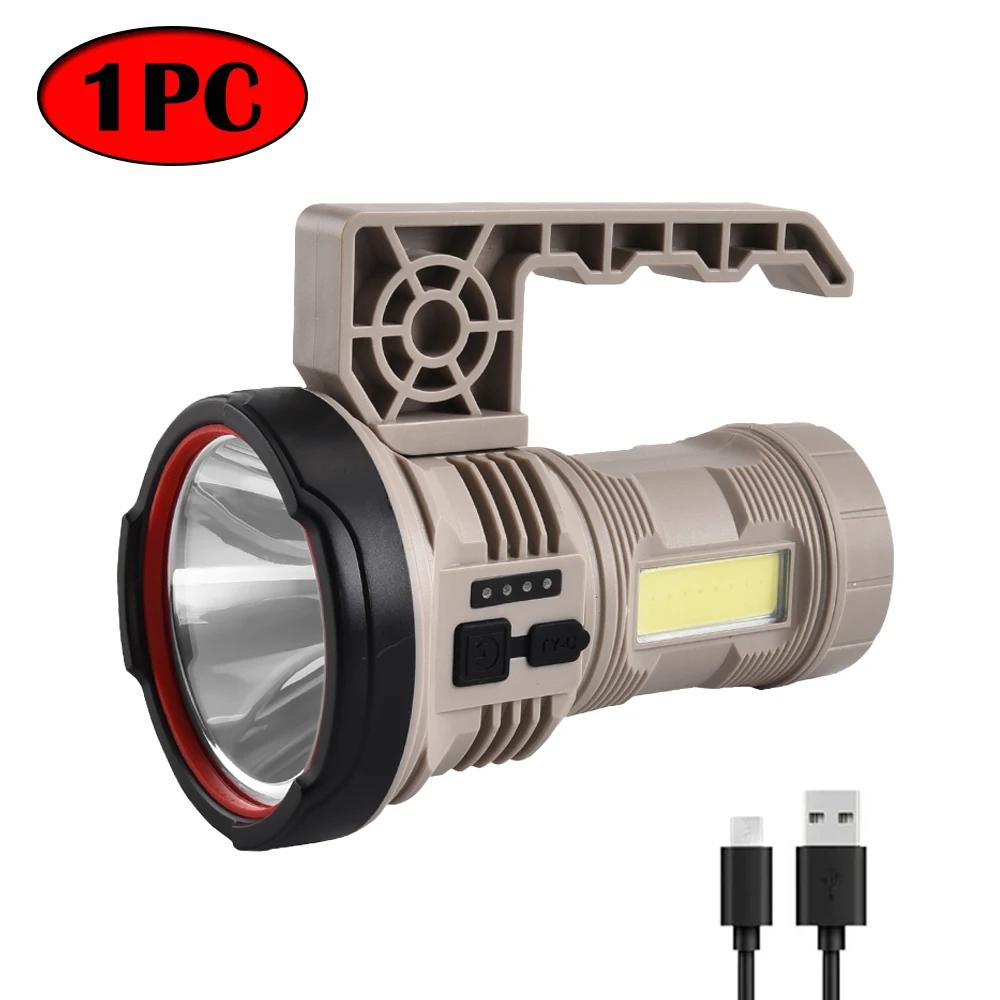 High Power LED Portable Flashlight COB Side Light USB Rechargeable Household Waterproof Torch Outdoor Emergency Searchlight