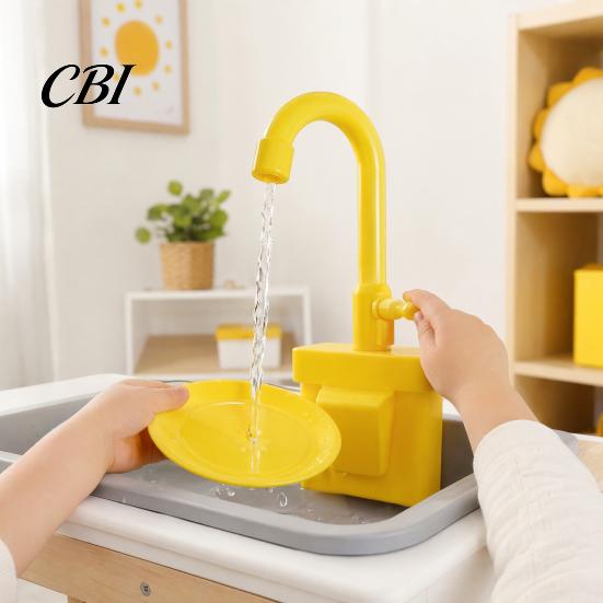 Realistisch stromend water speelgoed doe-alsof gootsteen kraan vervanging, Elektrische circulatie peuter voor kinderkamer keuken, Vaatwasserbestendig rollenspel op batterijen
