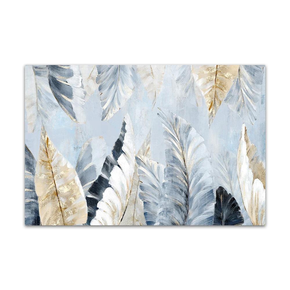Póster de Hojas de Palma Doradas Abstractas Pintura en Lienzo de Plantas Nórdicas Naturaleza Muerta Arte de Pared Imágenes para Sala de Estar Decoración Interior del Hogar