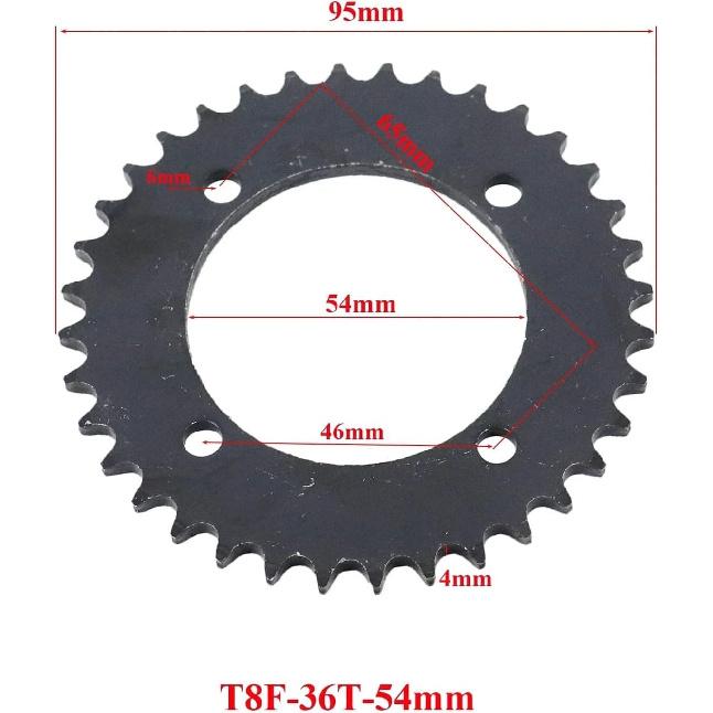 T8F rear sprocket black T8F 36T tooth 54mm and flywheel adapter compatible 47cc 49cc pocket bike petrol scooter universal