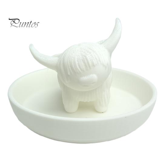 

Держатель для кольца коровы Хайленд, мини-блюдо для кольца коровы Хайленд, пластиковая статуэтка крупного рогатого скота, подставка для ювелирных изделий на годовщину свадьбы, помолвку, подарок белый