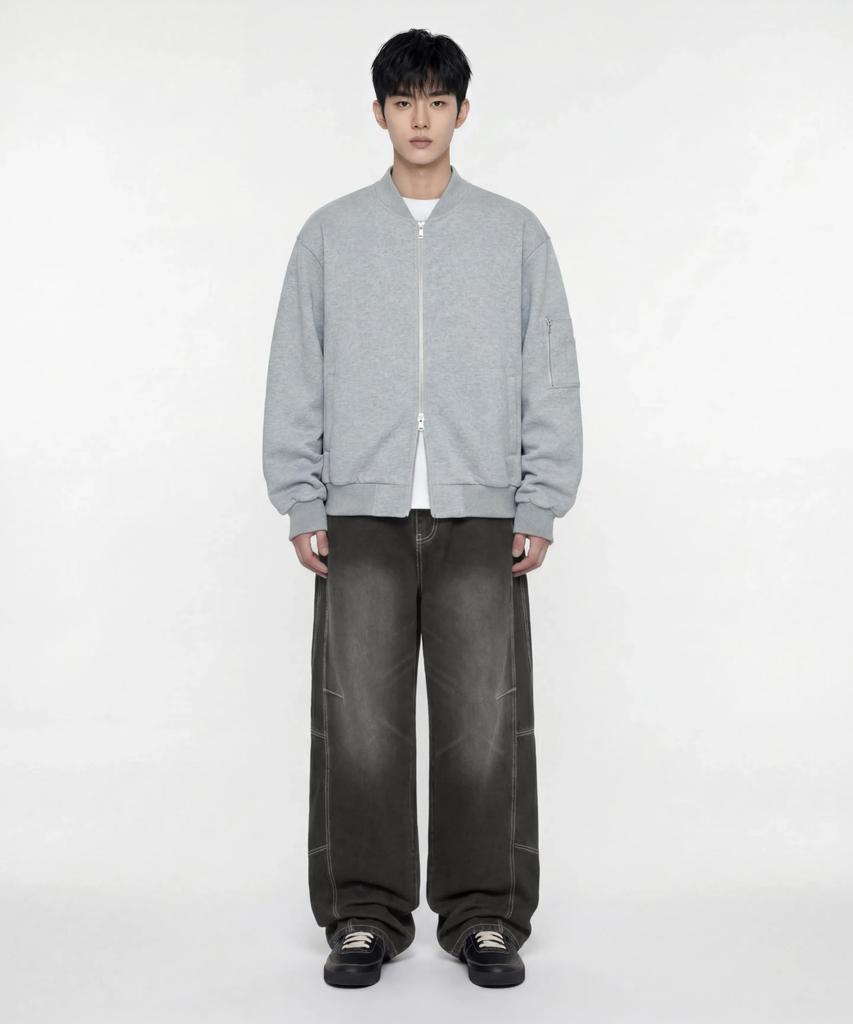 Agod Relax Sweat Bomber Jumper [Heather Grey]