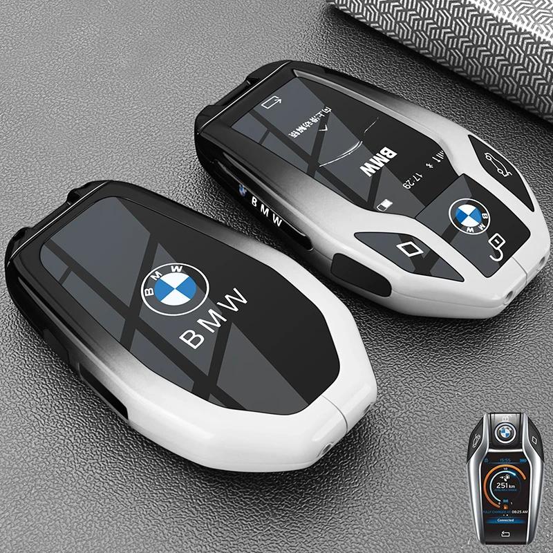 BIFL6 New 2025 Carbon Fiber Silicone Car Key Case LED Display For BMW 5 7 Series G11 G12 G30 G31 G32 I8 I12 I15 G01 X3 G02 X4 G05 X5 G