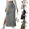 Slim Fit Women Skirt Elegant Womens High Waisted Maxi Skirt with Side Slit Ribbed Knitting Design One Tone Slim Fit Long for A