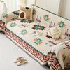 1pc Sofa Blanket Geometric Print Sofa Cover With Tassels Four Seasons Universal Double Face Usable Pet Friendly Home Decor