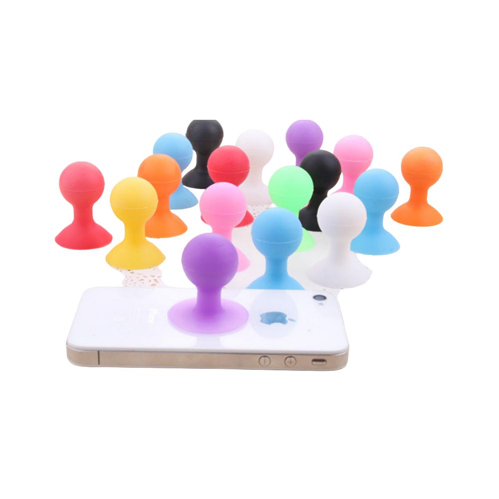 Silicone phone holder with suction cup and round head, red