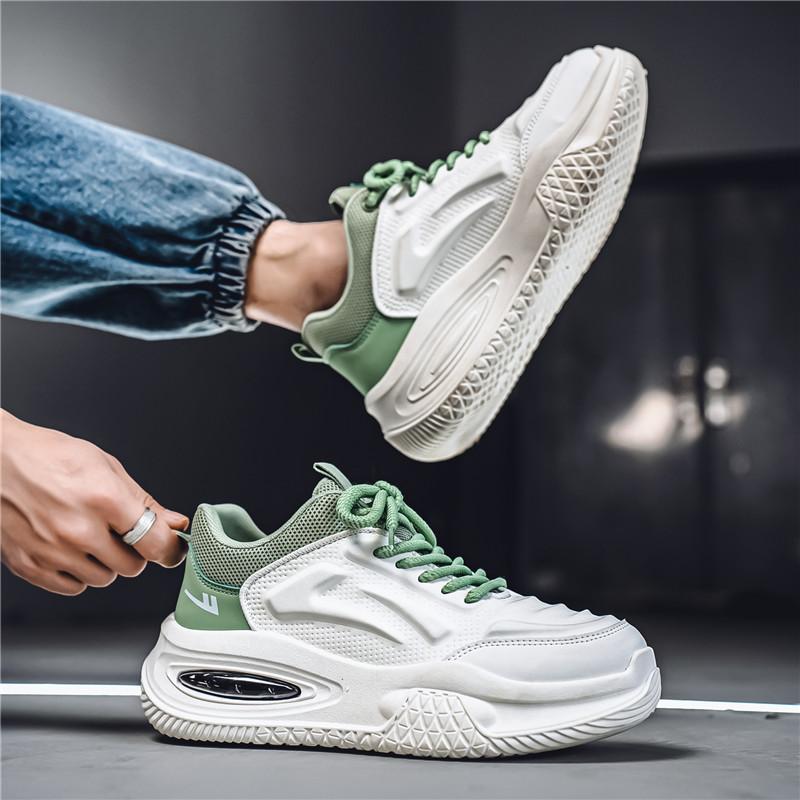 Warrior Casual Fashion Versatile Daily Commuting High Wrap Durability Lightweight Non-Slip Low-Top Dad Shoes Men Sneaker White Green WXY(S)-4681N01