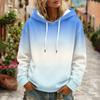 Women's Gradient Printed Long Sleeve Hoodie with Pocket and Casual Top