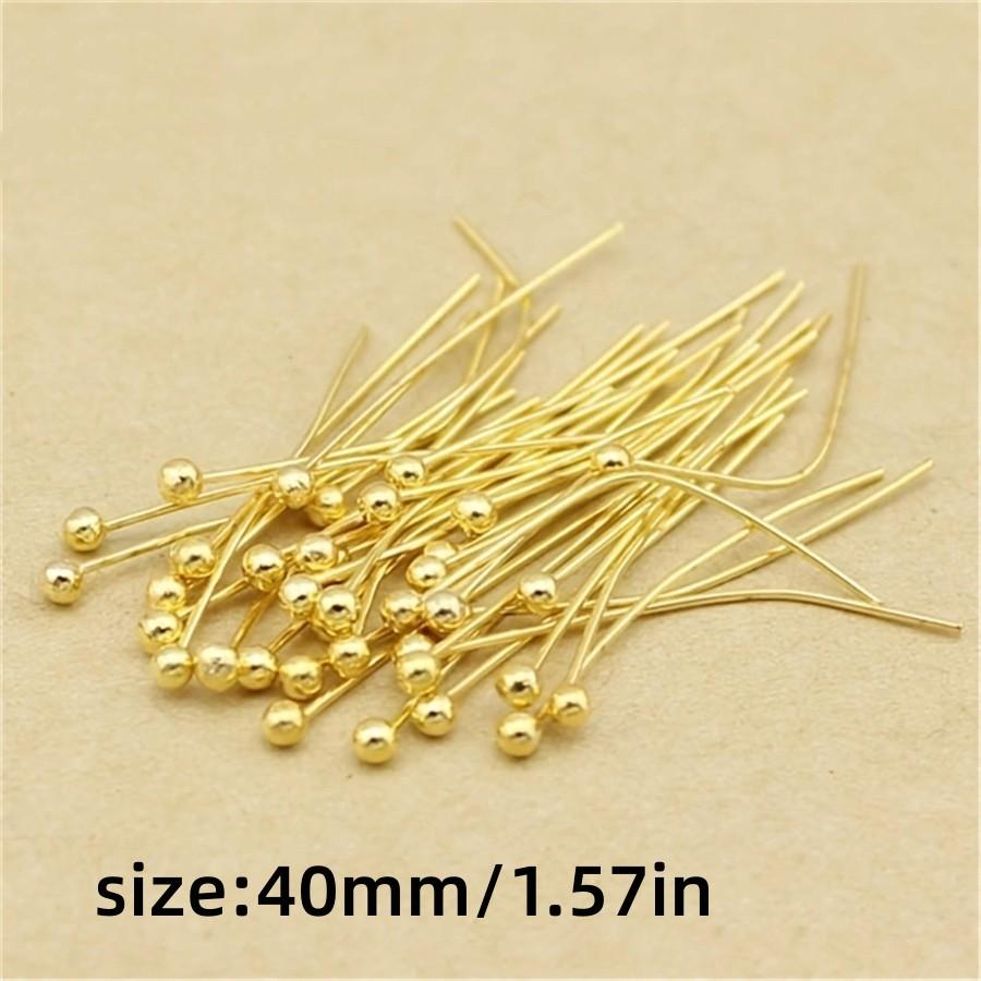 

100 шт./лот Шариковые булавки Посеребренные Позолоченные Булавки с головкой для нанизывания бусин Изготовление ювелирных изделий Сделай сам Ремесло Ручная работа Аксессуары 40mm-100Pcs золотой